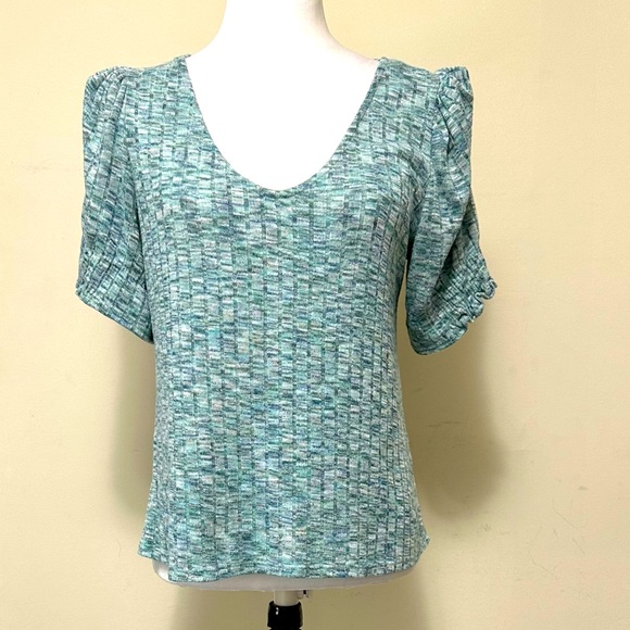 Anthropologie Tops - ANTHROPOLOGIE W5 Green Haze Rayon Mix Lite Puff Short Sleeves Pullover Top M/L